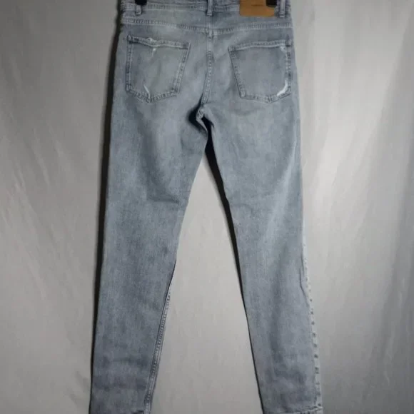 ZARA Women's Skinny Mid-Rise Ripped Distressed Medium Wash Denim Jeans Size 34 - Picture 2 of 9